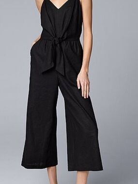 Simply Vera Vera Wang Black Tie Front V-Neck Wide Leg Jumpsuit XXL